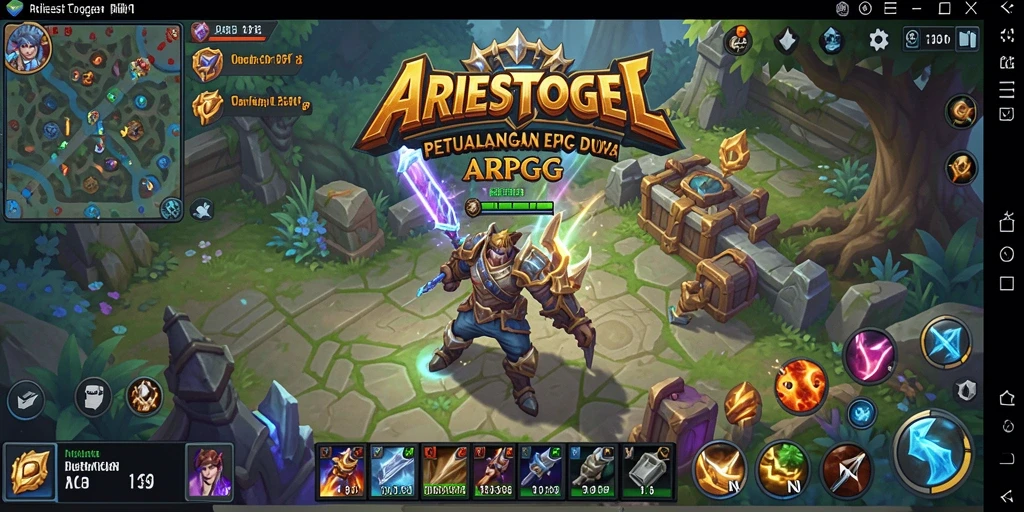Tangkapan layar gameplay menegangkan dari ARIESTOGEL dengan aksi ARPG yang mendebarkan.