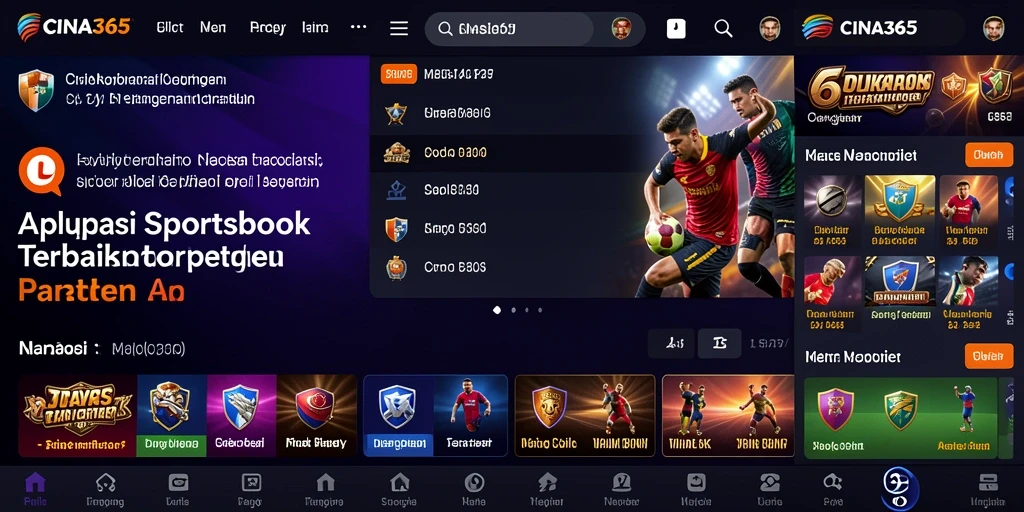 Tampilan antarmuka CINA365 yang menarik dengan fitur Sportsbook.