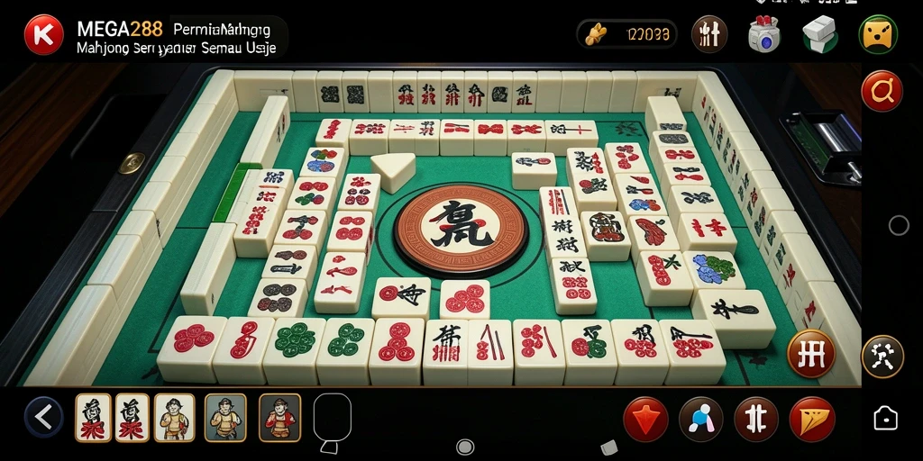 Tampilan gameplay seru dari MEGA288 dengan elemen Mahjong yang menarik.