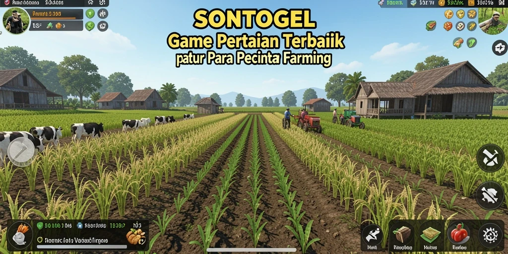 Tampilan screenshot permainan SONTOGEL yang menampilkan kebun yang indah.