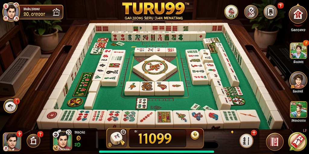 Screenshot utama TURU99 menunjukkan gameplay Mahjong yang seru.