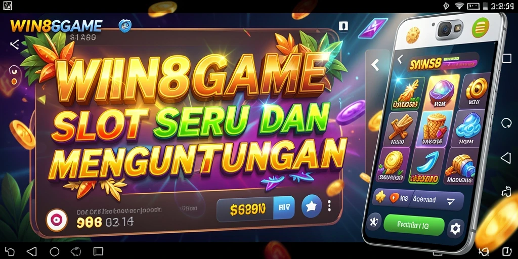 Tampilan gameplay <strong>WIN8GAME</strong> dengan mesin Slot yang berwarna-warni dan menarik.