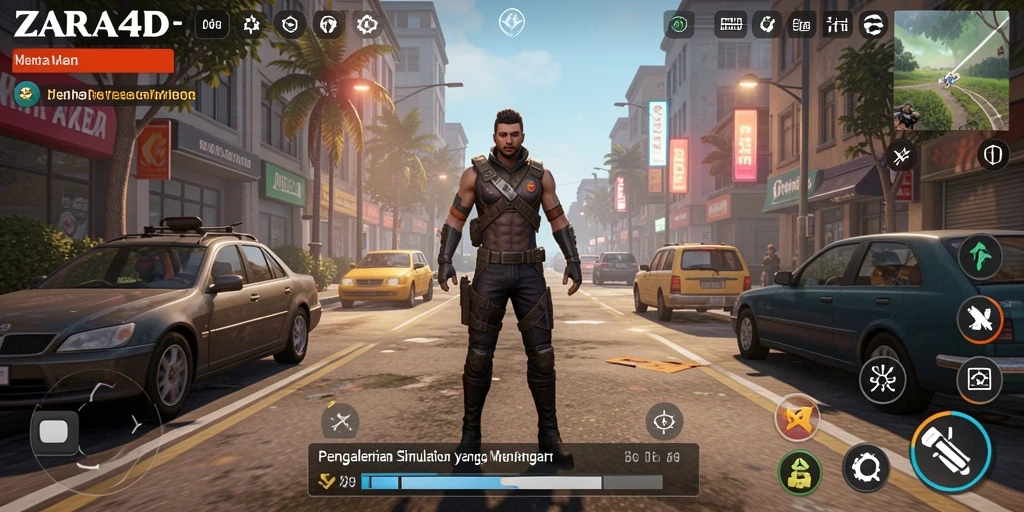 Tangkapan layar menampilkan gameplay interaktif ZARA4D dengan karakter dan lingkungan yang menarik.